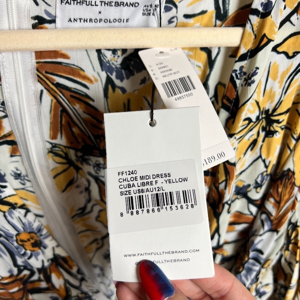 NWT ANTHROPOLOGIE x Faithfull the brand Chloe Midi Dress US 8 Small - Picture 6 of 6